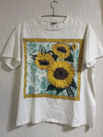 해바라기 sunflower 티셔츠 80년대 90년대 ONEITA