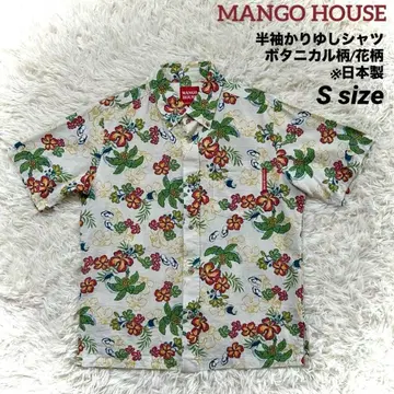 MANGO HOUSE 망고 하우스 반팔 카리유시 셔츠 꽃무늬 베이지 S