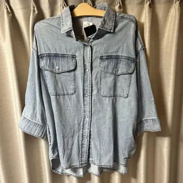 Wcloset 데님 소매 셔츠 택 포함 새상품
