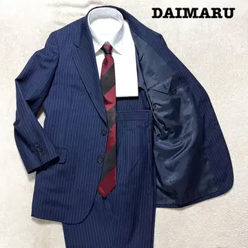 DAIMARU 네이비 스트라이프 프리 1턱 수트 상하의 셋업