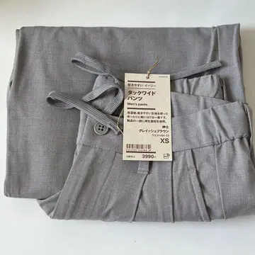 무인양품 턱 와이드 팬츠 그레이쉬 브라운