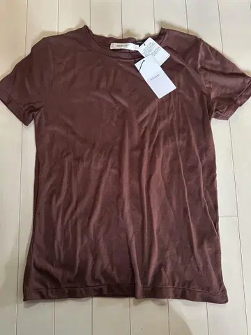 MOUSSY 브라운 반팔 티셔츠 시어