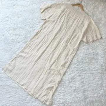 IENA 롱 원피스 반팔 와셔 레이어드 슬릿 아이보리
