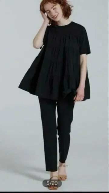Ballsey 코튼 저지 콤비 티어드 풀오버 블랙
