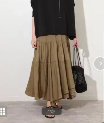 저널 스탠다드 리룸 불규칙 티어드 스커트 카키