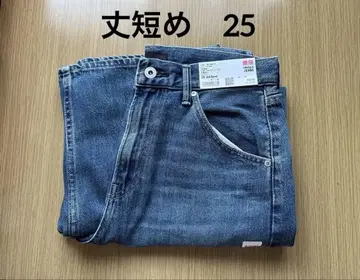 택 포함 새상품 유니클로 배기 커브 청바지 25 길이 짧은 67 블루