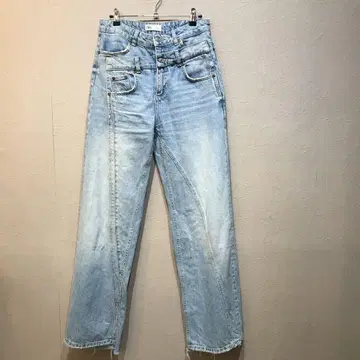 ZARA 자라 더블 웨이스트 밴딩 와이드 데님 팬츠 라이트 블루 34