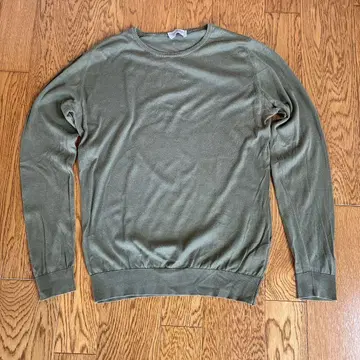 JOHN SMEDLEY 씨 아일랜드 코튼 니트 M 밀리터리 그린