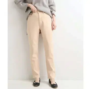 컬러 치노 스트레치 슬림 팬츠 핑크 베이지 슬로브 이에나