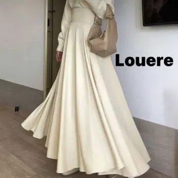 Louere / 얇은 소재 하이 웨스트 볼륨 플레어 스커트