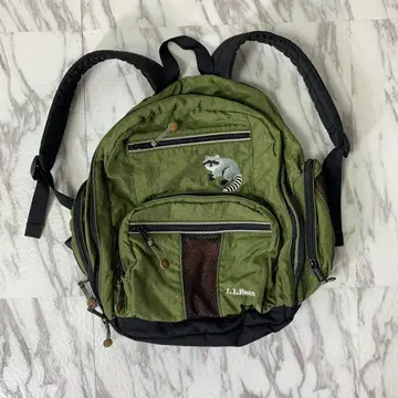 00s L.L.Bean 백팩 너구리 자수 로고 그린
