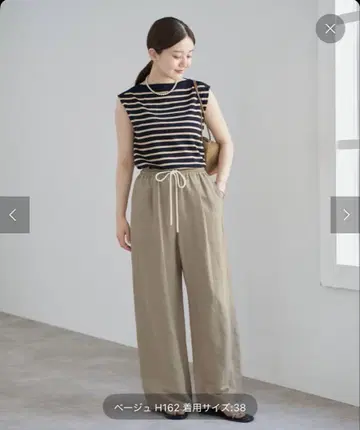 이에나 미사용 린넨 레이온 이지 팬츠 36 베이지