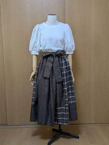 기모노 리메이크 개더 스커트 오시마 명주 M~L