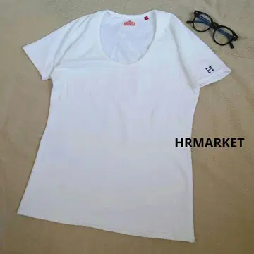 HRMARKET 반팔 티셔츠 무지 H 로고 흰색 화이트 L