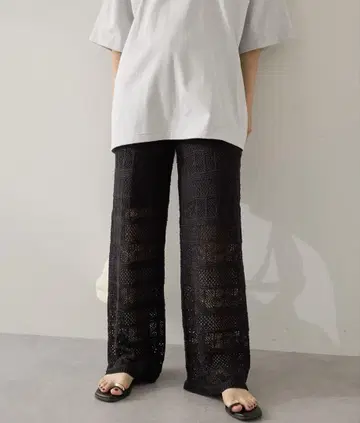 미사용 새상품 아메리칸 홀릭 레이스 니트 팬츠 블랙