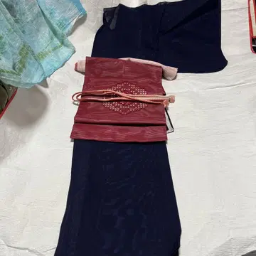 여름 4종 세트 (기모노, 오비, 오비 장식 천, 허리띠)