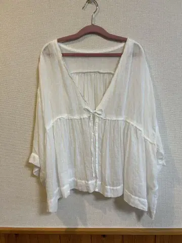 nest Robe 린넨 거즈 리본 블라우스 흰색