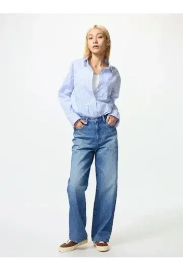 유니클로 와이드 스트레이트 청바지 데님 22 사이즈