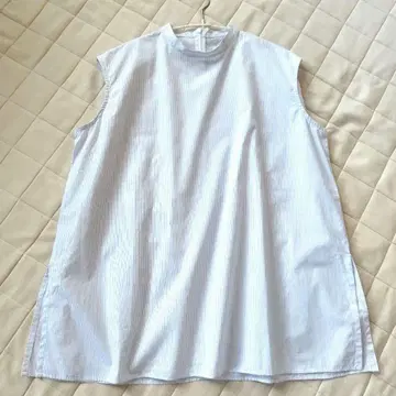manon 밴드 카라 프렌치 슬리브 블라우스 풀오버 스트라이프