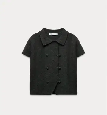 택 포함 새상품 ZARA 플레인 니트 숏 슬리브 가디건