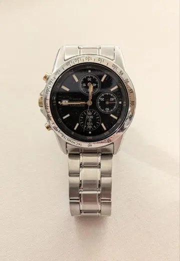 새상품급 SEIKO 세이코 크로노그래프 쿼츠 블랙 다이얼 블랙 스테인리스