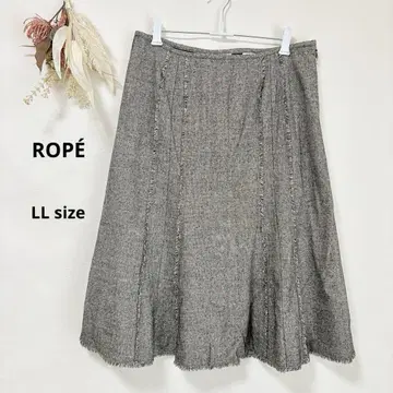 로페 ROPE 플레어 스커트 LL 프린지 미디엄 길이 그레이