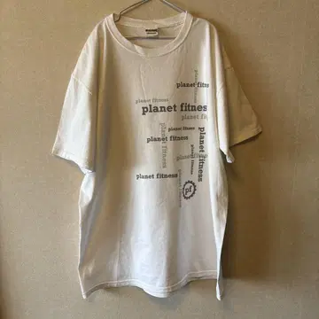 저지 planet fitness 로고 티셔츠 화이트 구제 의류 빅 티셔츠