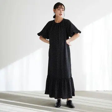 벌룬 티어드 프린트 원피스