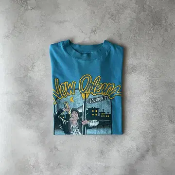 80s Hanes 헤인즈 프린트 티셔츠 술 티셔츠 XL USA 터콰이즈