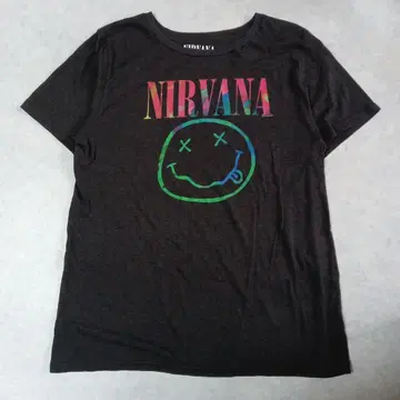 NIRVANA 컬러풀 구제 의류 티셔츠 2XL 다크 그레이 구멍 있음
