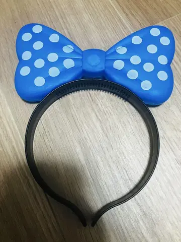 디즈니 리본형 머리띠 블루 화이트 도트