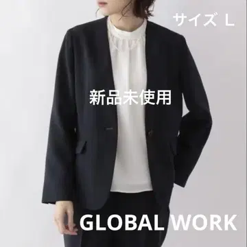 글로벌 워크 세탁 가능한 W 크로스 노카라 자켓