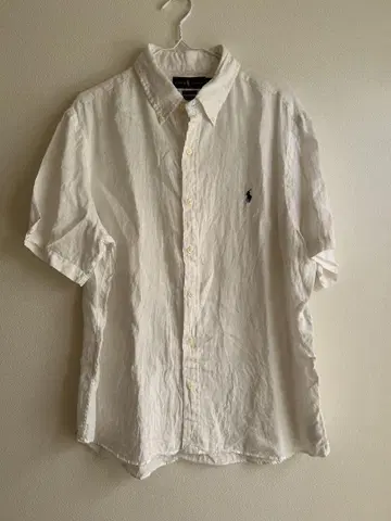 Ralph Lauren 반팔 린넨 셔츠 화이트