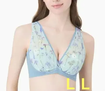 논지 브라 꽃무늬 브라 L 사이즈 스카이블루