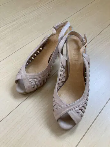 풀 사이드 베이지 오픈토 슬링백 샌들 22cm