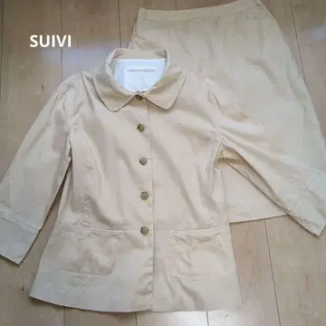 SUIVI 베이지 자켓 스커트 셋업 린넨, 면 소재