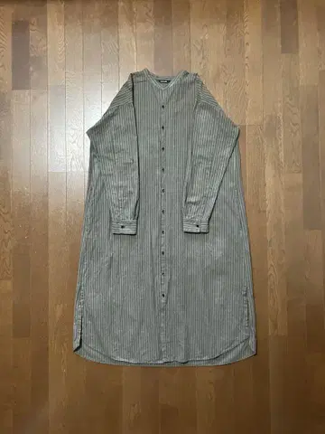 pas de calais 스트라이프 긴팔 셔츠 원피스