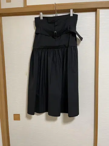 블랙 플레어 롱 스커트 벨트 포함