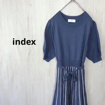 index 배색 스트라이프 니트 원피스