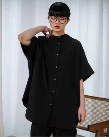 FASHIRU 밴드 카라 셔츠 [블랙]