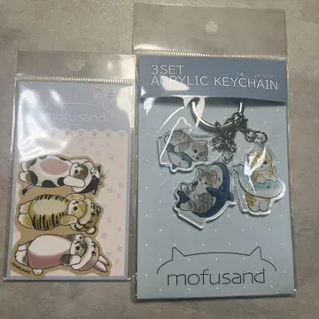 mofusand 3줄 아크릴 키링 다이 컷 스티커 세트