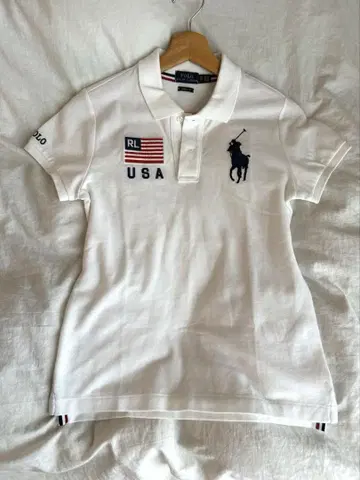 폴로 랄프로렌 빅 포니 피케 셔츠 국기 USA 화이트
