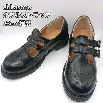 에카 소포 ehkasopo 더블 스트랩 신발 블랙 S 사이즈