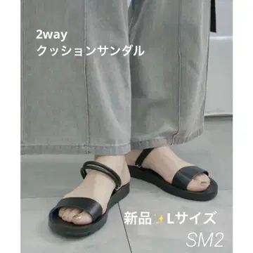 블랙 스트랩 샌들 2way 플랫 샌들