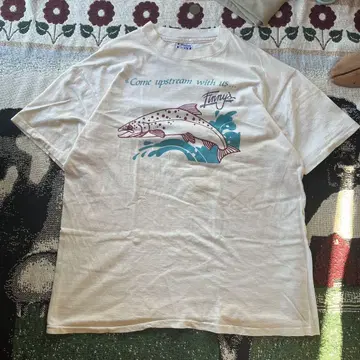 80s Hanes 빈티지 피쉬 티셔츠 농담