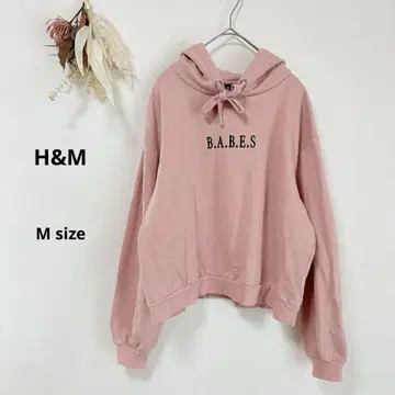 에이치앤엠 H&M 로고 자수 후드티 M 핑크 후드 캐주얼