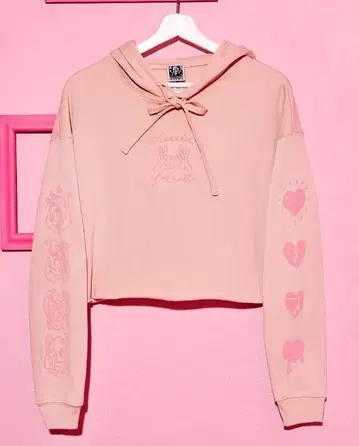 OMORI HEARTS FOR ALL 크롭 후드 스위트 하트