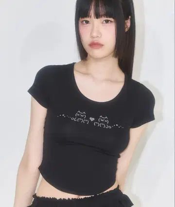 ILLIGO 고양이 큐빅 위시 코어 헤이세이 갸루 y2k 티셔츠