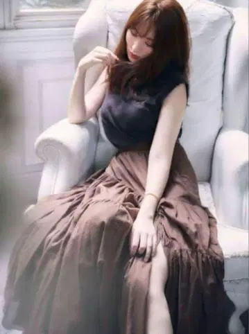 비대칭 층층 구조 코튼 비올 스커트