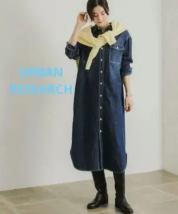 URBAN RESEARCH 인디고 데님 셔츠 원피스 38